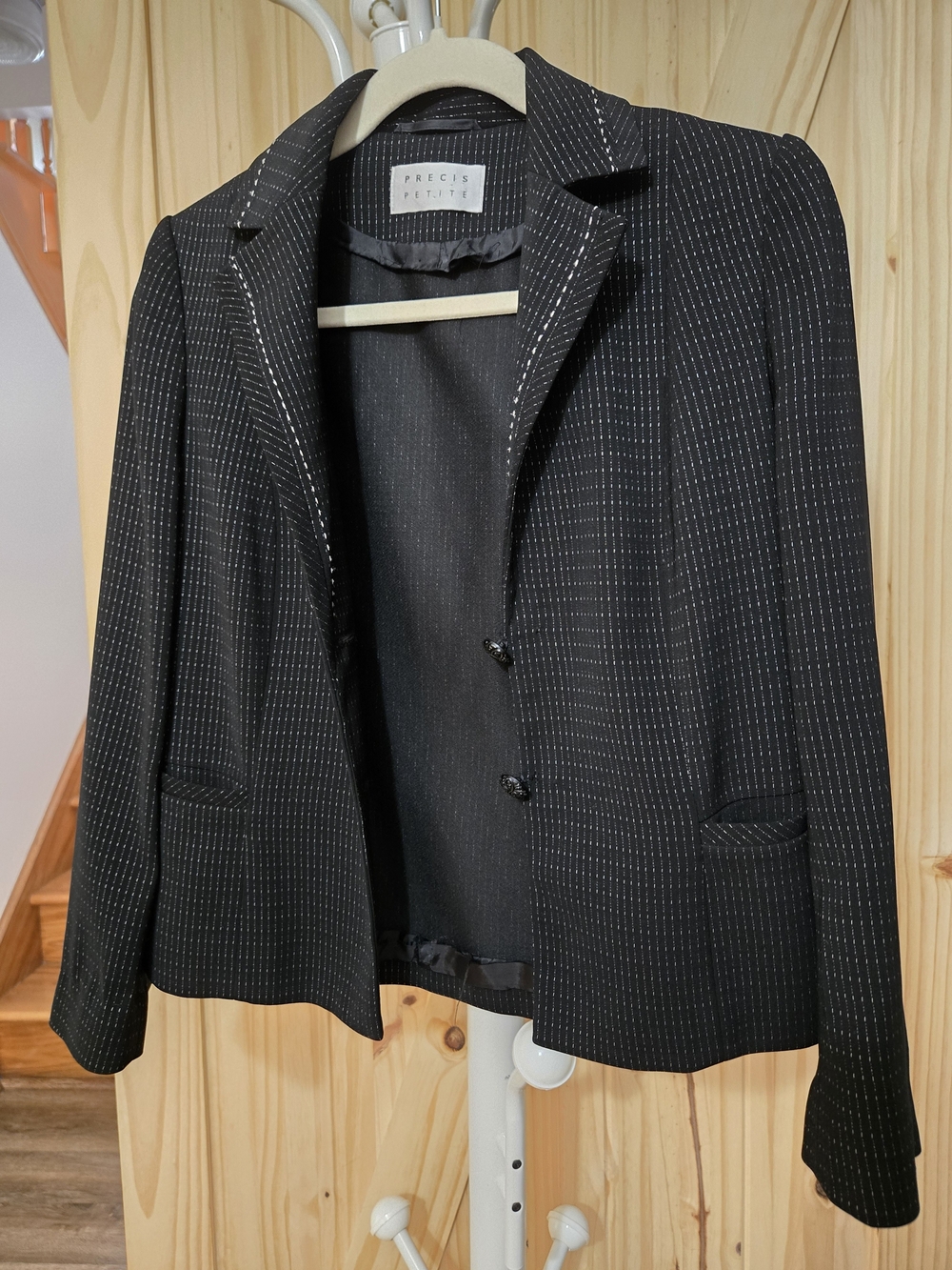Black Pinstripe Tailored Blazer